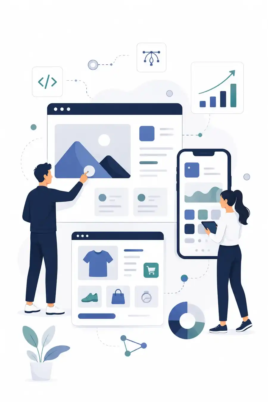 Tim gradi sajt i online prodavnicu — dizajn, katalog i analitika